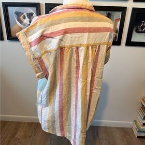Thread & Supply Striped Button down linen. Size large
